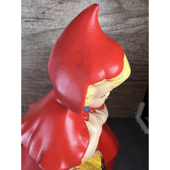 1970 Vtg Little Red Riding Hood Cookie Jar Hand Painted Ceramic Grannycore - Picture 3 of 16